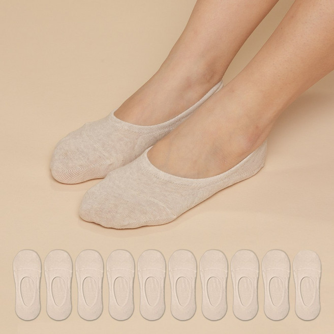 비바슈슈 여성용 쫀쫀하고 구멍안나는 앞코보강 면페이크삭스 10켤레