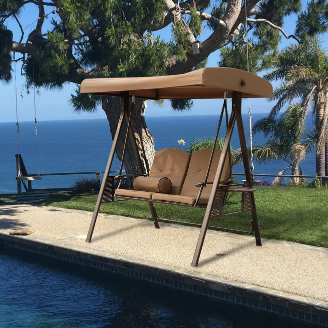 노틈 야외 그네의자 흔들의자 정원그네 라탄 마당 2인용 3인용 성인용, 혼합색상