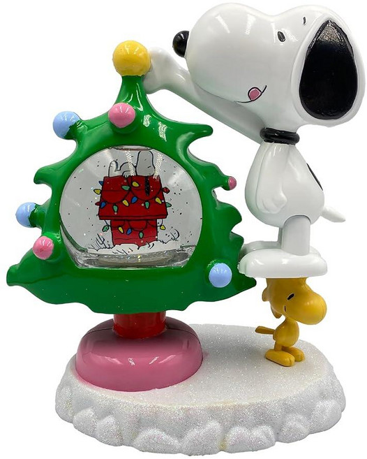 125309 Mark Feldstein 피너츠 스누피 및 우드스탁 모션 글리터 LED 글로브 크리스마스 트리 25.4cm(10인치), 125309 Mark Feldstein, 피너츠 스누피