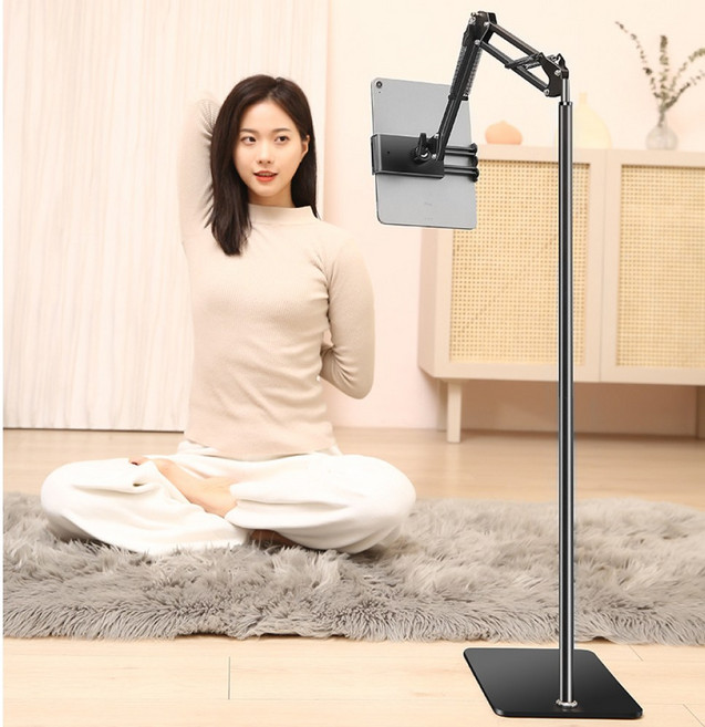 두손 자유로운 스마트폰 스탠드 태블릿 거치대 135cm, 1개, 블랙