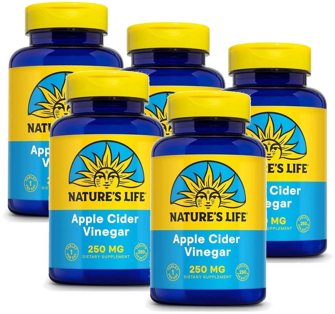 네이쳐스 라이프 애플사이다 식초 애사비 250mg Natures Life Apple Cider Vinegar, 250정, 5개 - 쿠팡