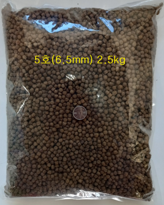 골드탑/(1호)2mm/(3호)4.2mm/(5호)6.5mm/2.5kg/잉어/붕어/금붕어/비단잉어/향어/메기/물고기사료/부상사료/소분, 2.5kg, 1개, 5호(6.5mm)