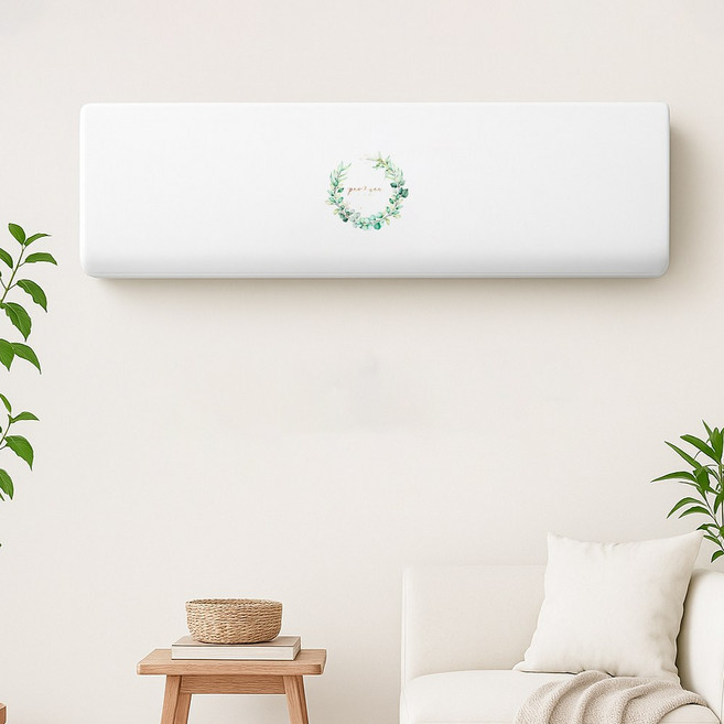 코팅블루 암막 인테리어 벽걸이 스판 에어컨커버, 10.그린리프