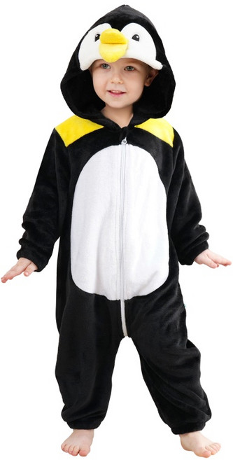 LOlanta 아동용 펭귄 수면 잠옷 어린이 귀여운 동물 파자마 유아 후드 점프수트 크리스마스 코스튬