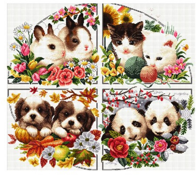 조이십자수 [DOME]십자수 패키지 모음 십자수, DOME 프린트패키지 (110817) _animals of seasons, 1세트