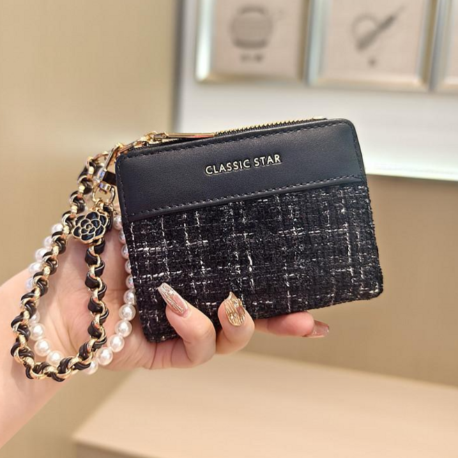 [키링세트] 샤샤벨 트위드 반지갑 여성 학생 카드지갑 귀여운 여자 지갑