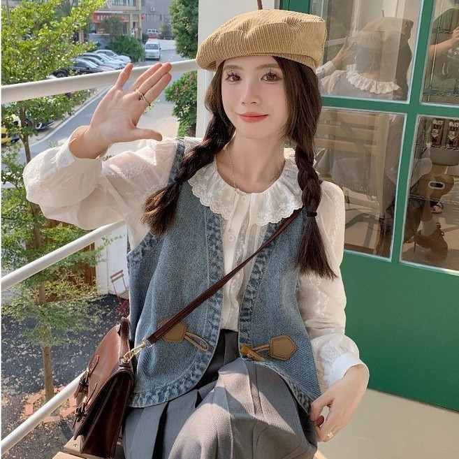 復古牛仔馬甲背心 女 春秋季新款 疊穿外搭