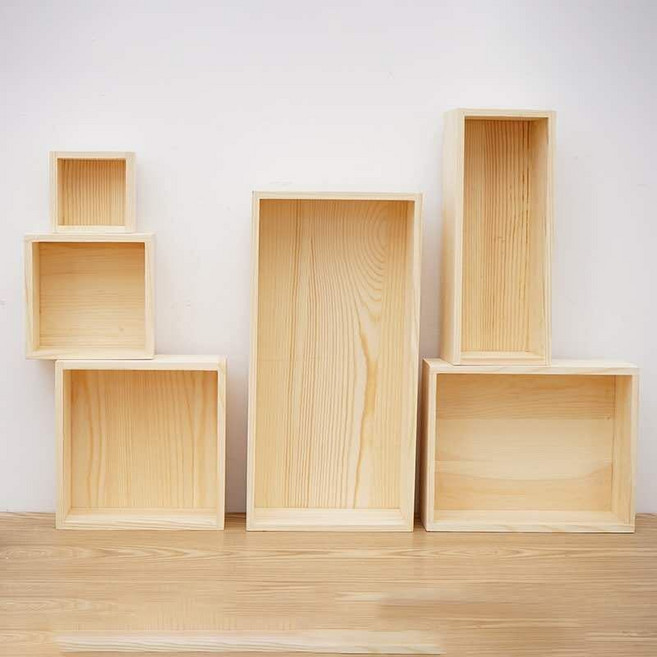 復古仿舊實木收納盒帶鎖正方形木盒子 文具公仔信件收納箱 實木收納櫃, 1個