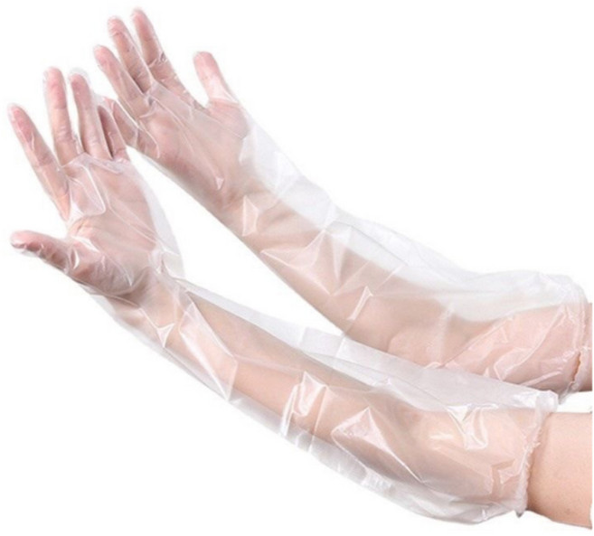 오르네르 손목 긴 비닐 방수 일회용 팔토시 장갑 투명, 1개, 10개입