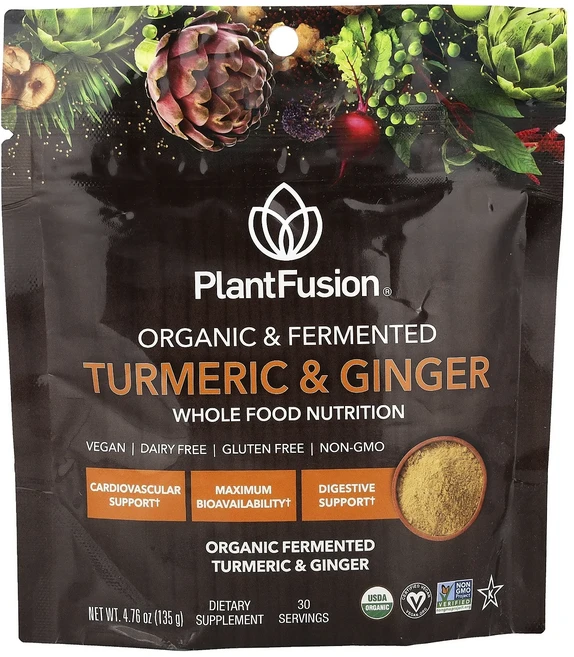 건강에 좋은영양제 PlantFusion 유기농 & 발효 강황 & 생강 135g(4.76oz) 지금구입하세요 곧품절되요 - 쿠팡