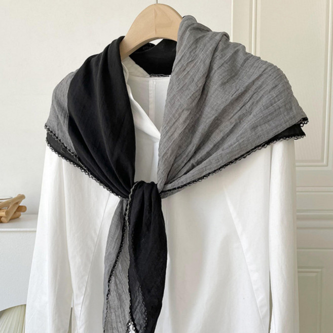 고급스러운 투톤 여성 머플러 스카프 레이스