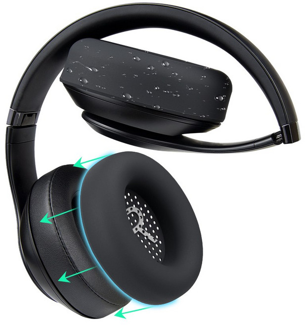 SOULWIT 실리콘 이어패드 커버-호환 Beats Studio 비츠 스튜디오 2/3/프로 유선/무선 오버이어 헤드폰용 땀 방지 방수 가능 쿠션 프로텍터, 1쌍, Black