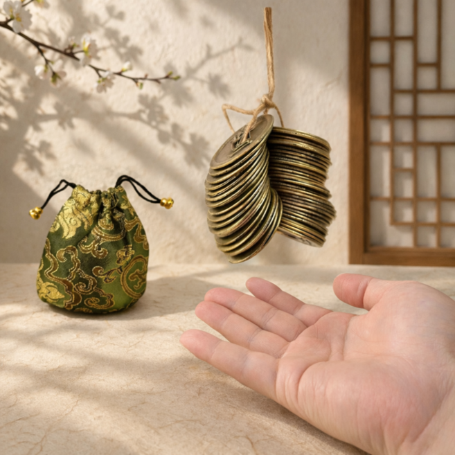 JL매직 K-컬쳐 선물용 50개입(주머니포함) 엽전 상평통보 민속놀이 돌잡이 재물운 옛날돈 복주머니 엽전소품 옛날동전, 1세트