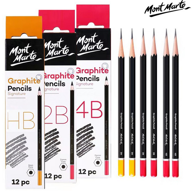 에이치비문화사 Montmarte 몽마르트 스케치 드로잉 필기용 연필 12P, 1세트, 4B