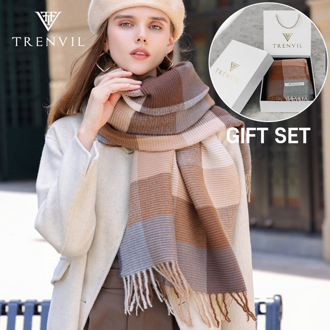 트렌빌 체크 머플러 선물포장 패키지 세트