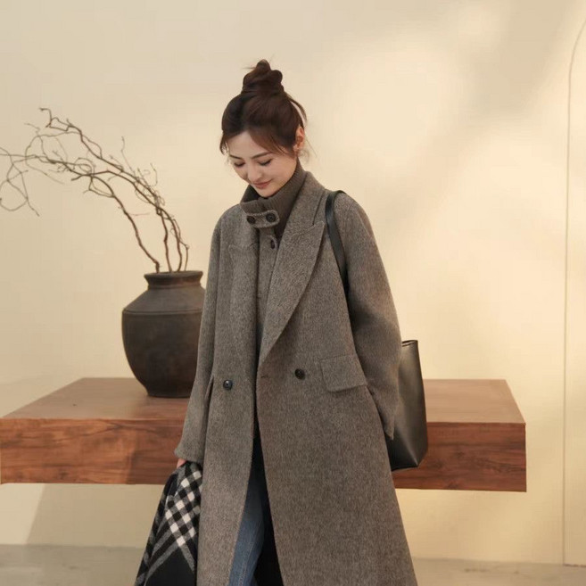 휠렉스 여성 겨울 더블 테일러드 롱 코트 데일리 오피스룩 JT467