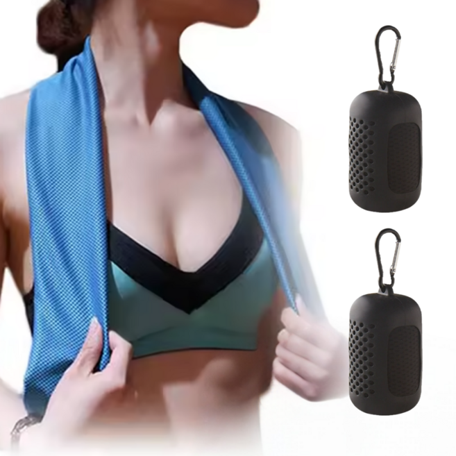 플라센 더 길어진 스포츠 쿨타올 땀수건, 2개, 블랙