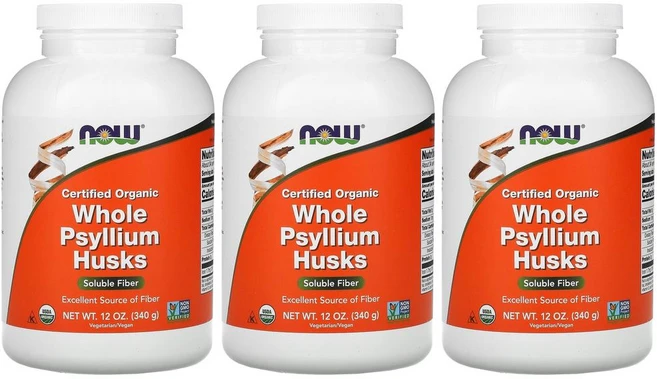 [2+1] NOW Foods 나우푸드 차전자피 실리엄 허스크 340g 식이섬유 파우더 철분 칼륨 분말 가루 Psyllium Husks 단백질 3개 - 쿠팡