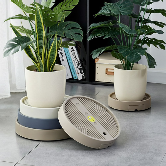 유피해피 이동식 원형 화분 받침대, 유피 화이트, 1개