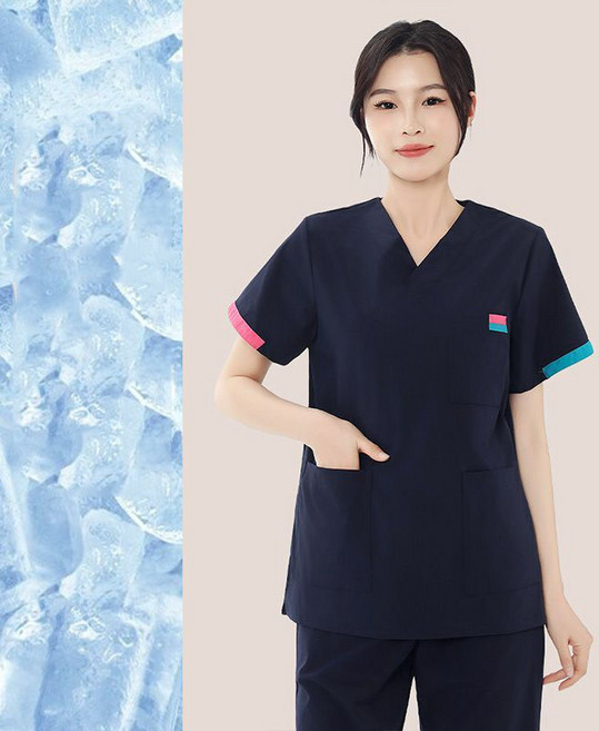 여성 반팔 간호사복 상하의 세트 심플 속건 고탄력 수술복 간호학과 유니폼 루즈핏 물리 치료사복