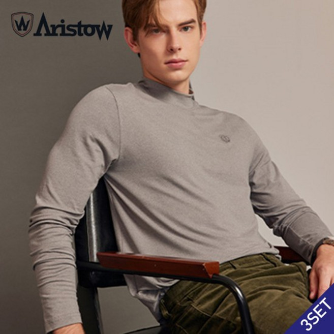 3SET [홈쇼핑방송/아리스토우] 남성 약기모 모크넥 티셔츠 3종세트-사이즈 95~115까지