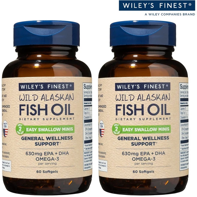 윌리스 파이니스트 와일드 알래스카 오메가3 630mg EPA DHA 60정 2개 - 쿠팡