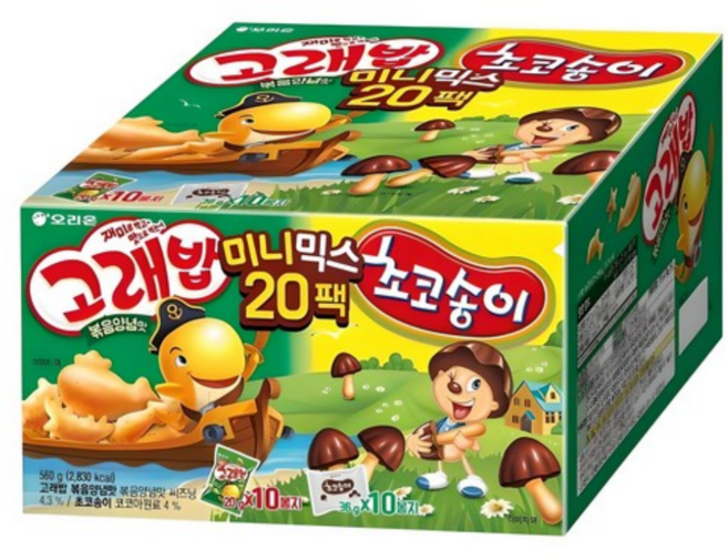 오리온 고래밥 초코송이 미니믹스 과자세트, 2가지맛 20팩, 1세트