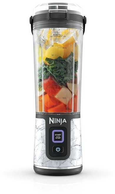 NInja 닌자 블라스트 충전식 휴대용 쉐이크 블렌더 532ml 피치 & 스톤 2종 세트, 화이트 마블
