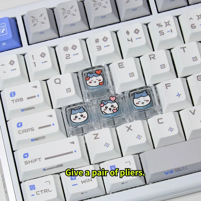 치이카 아티산 키캡 기계식 키보드용 투명 애니메이션 키캡, 4pcs-A