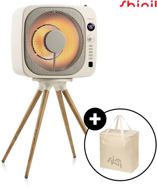 신일 하이라이트 레트로 큐브 전기 히터 캠핑 난로 온풍기 SEH-BE800P 크림 베이지