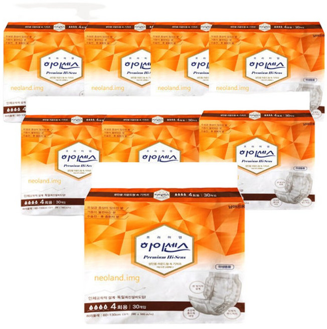 하이센스 프리미엄 라운드 4회용 8팩240매/성저귀패드/요실금패드/교체패드/교환패드/오버나이트, 240개입, 8박스
