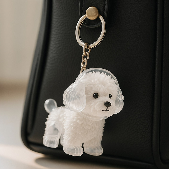 위즈멍스 반려견 털보관 키링 펫 열쇠고리 인형, 2개, 비숑 프리제