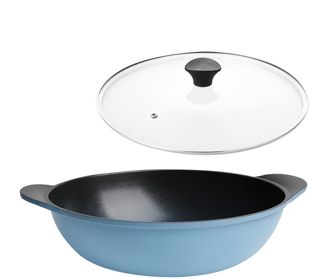 스위스투가르투 다이아몬드 코팅 파티웍 + 유리뚜껑, 28cm, 1개