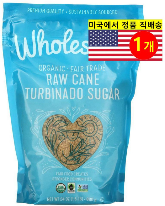 Wholesome Sweeteners 오가닉 터비나도 사탕수수 설탕 680g 1개
