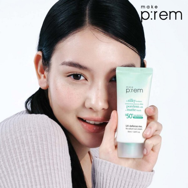 [메이크프렘] 유브이 디펜스 미 노세범 선크림 50ml SPF50+ PA++++ [GIFT]랜덤 선크림 10ml, 1개