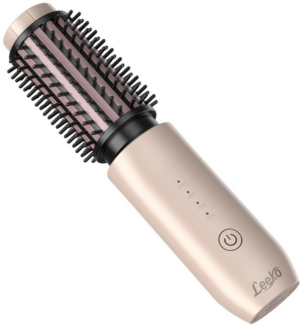 Leeko 신형 무선 고데기/ 4단 조절 미니 휴대용 헤어 볼륨 고데기/ 충전식 외출용 고데기/ 스타일러 매직기/ 미니 뿌리볼륨 롤 고데기, 로즈골드