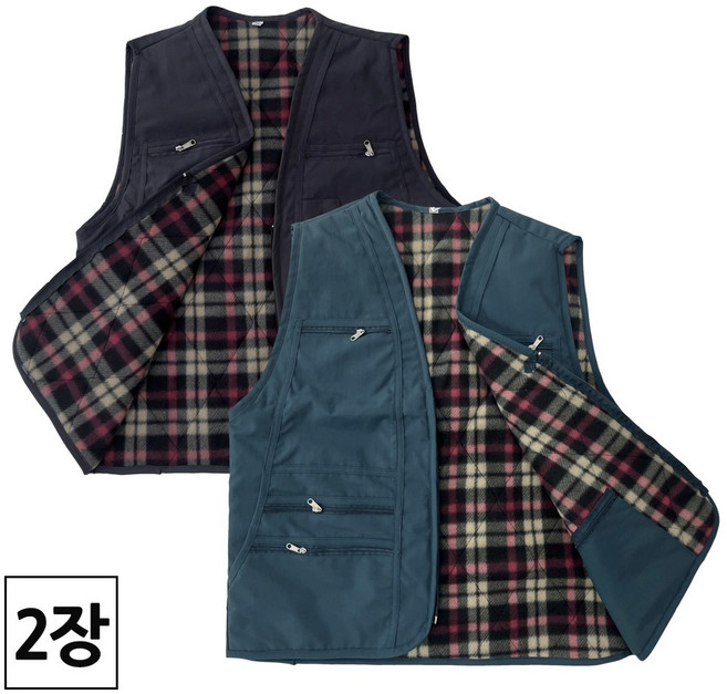 2장 [더맨월드] 남성용 NB 겨울 기모 조끼 멀티포켓 _ 작업조끼 등산조끼 방한복 빅사이즈 브이넥 베스트 M17555