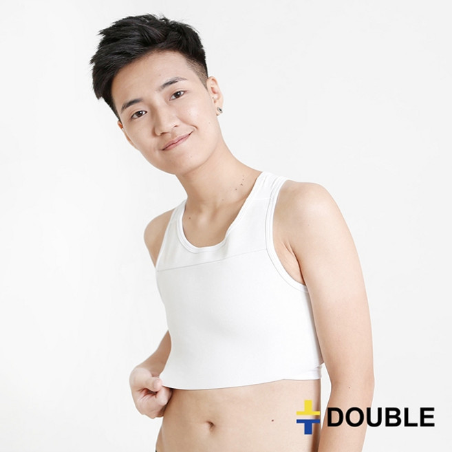 DOUBLE 運動型黏貼半身束胸, 白色,XL, 1個