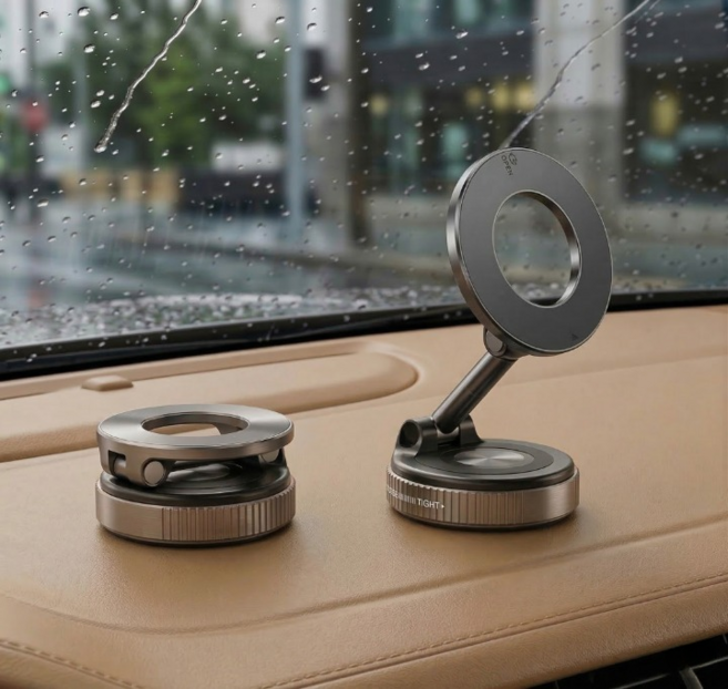 앰버리 맥세이프 360도 차량용 흡착식 벽면 핸드폰 거치대, 블랙, 1개