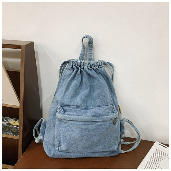 캐주얼 패션 데님 백팩 대용량 남녀 통근 백팩 커플 트래블 백팩