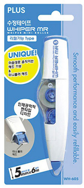 플러스 화이퍼 MR 수정테이프 WH-605, 블루, 4개