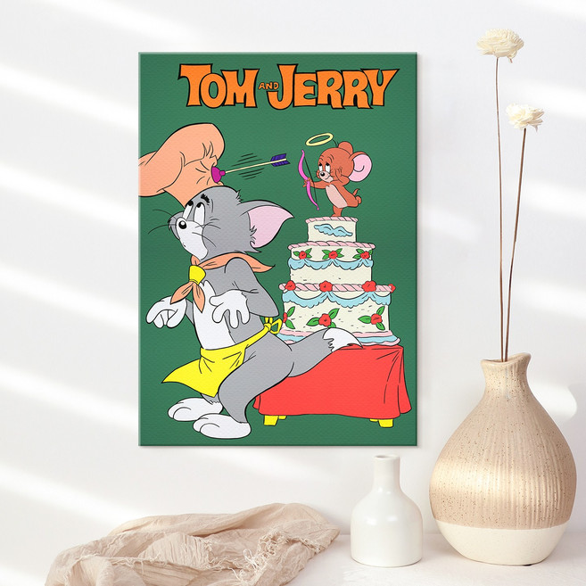 더아트컴퍼니 [오늘특가!] 만화 톰과제리 빈티지 포스터 홈카페 카페 원룸 소품 인테리어 집들이 캔버스액자 25종, 18. 셰프톰 큐피드제리