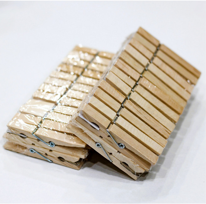 나무집게 일반(대) 7.3cm 2세트(48개) 자연색 나무색, 1박스