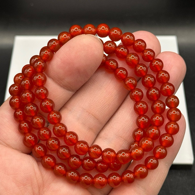 紅瑪瑙 三圈手珠 6.3m 手鍊 手串, 1個