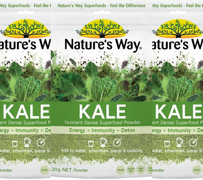 뉴질랜드 컬리케일 100 % 분말 가루 유기농 대용량, 3개, 120g