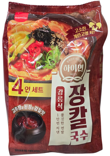삼립 하이면 장칼국수 2인 412g x 1개 일반포장, 824g, 2개