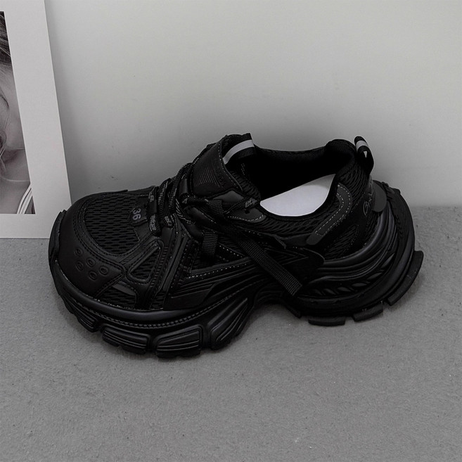 牛皮版~真皮老爹鞋女秋冬加絨百搭厚底增高休閒運動跑步鞋子