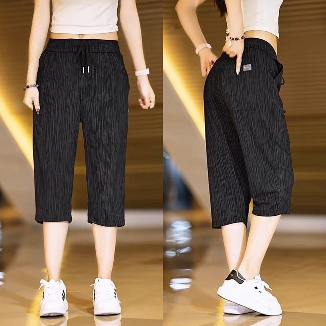 메인워크 1+1 빅사이즈 중년 여성 7부 바지 여름 엄마룩 냉장고 루즈핏 캐주얼 일자핏 팬츠 트렌드 속건 트레이닝 바지 2매입