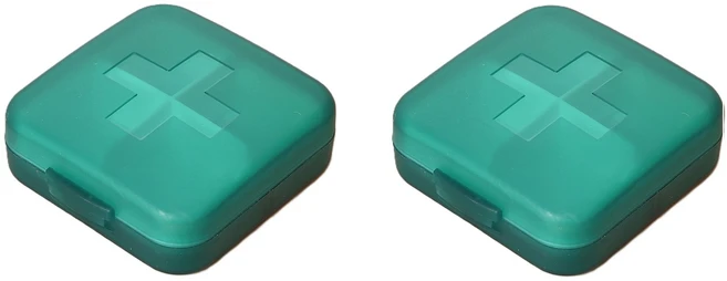 미소데이샵 휴대용 알약 케이스 4구 2p 반투명, 그린, 1세트 - 쿠팡