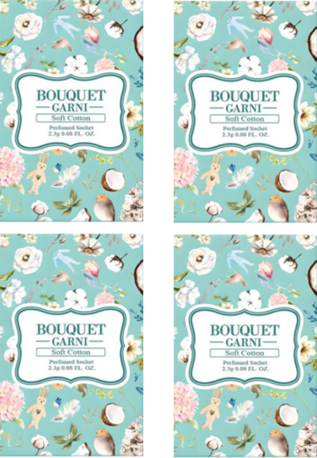 부케가르니 퍼퓸드 샤쉐 옷장방향제 본품, 2.3g, 4개, 소프트코튼